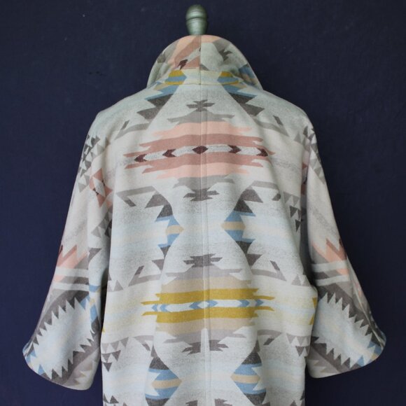 PENDLETON jacket coat Navajo Aztec wool blanket cloak White Sands Southwest M - Picture 10 of 11